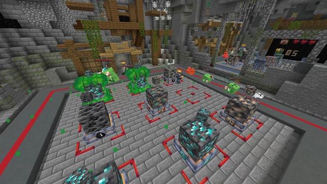 Screenshot of the Minecraft Bedrock Marketplace product Random Block Tower Defense created by Sandbox Network.