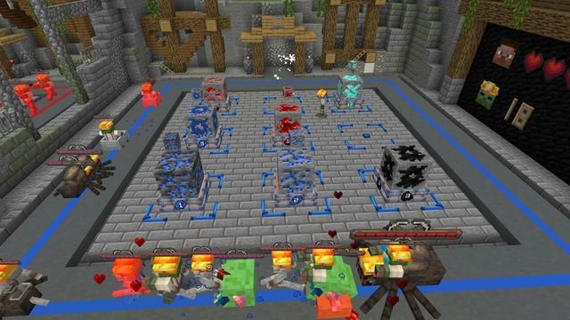 Screenshot of the Minecraft Bedrock Marketplace product Random Block Tower Defense created by Sandbox Network.