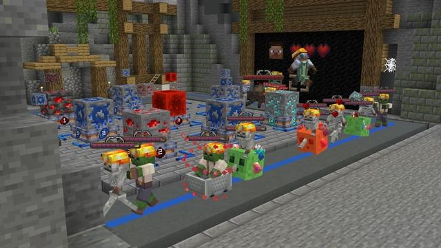 Screenshot of the Minecraft Bedrock Marketplace product Random Block Tower Defense created by Sandbox Network.