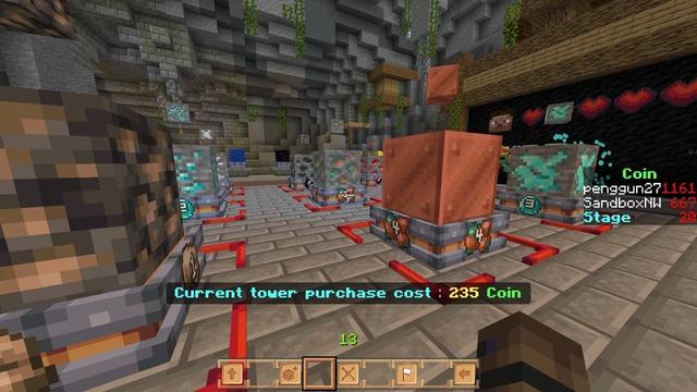 Screenshot of the Minecraft Bedrock Marketplace product Random Block Tower Defense created by Sandbox Network.