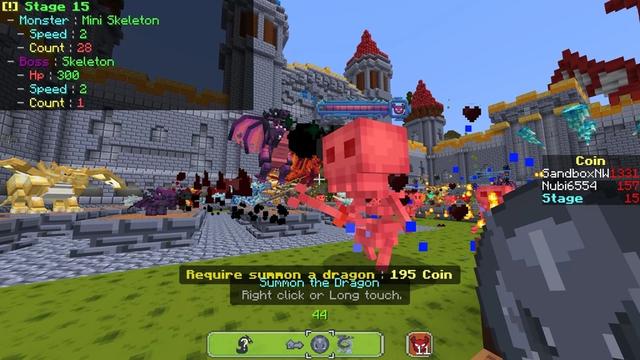 Screenshot of the Minecraft Bedrock Marketplace product Random Dragon Tower Defense created by Sandbox Network.