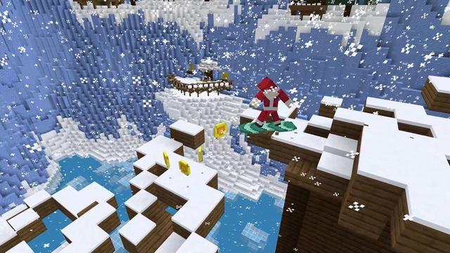 Screenshot of the Minecraft Bedrock Marketplace product Santa Parkour created by Sandbox Network.