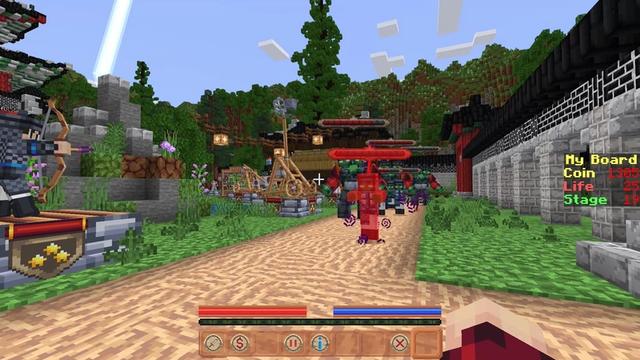Screenshot of the Minecraft Bedrock Marketplace product Zombie Tower Defense created by Sandbox Network.