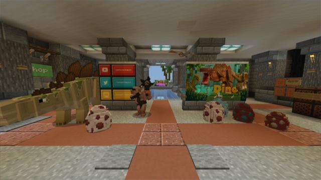 Screenshot of the Minecraft Bedrock Marketplace product SkyDino created by Sapphire Studios.