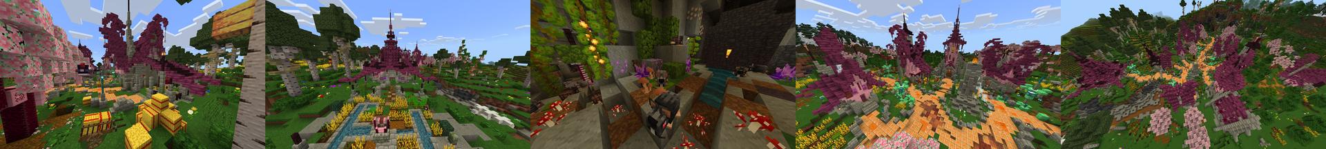Panorama of the Minecraft Bedrock Marketplace product My Time in Cherrymore created by Scai Quest.