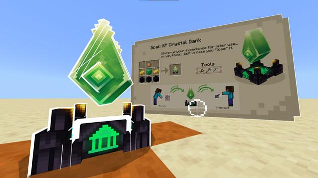 Screenshot of the Minecraft Bedrock Marketplace product XP Crystal Bank Add-On created by Scai Quest.