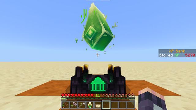 Screenshot of the Minecraft Bedrock Marketplace product XP Crystal Bank Add-On created by Scai Quest.
