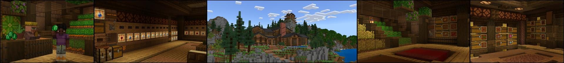 Panorama of the Minecraft Bedrock Marketplace product Cozy Camp House created by ThunderAy.