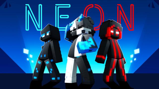 Thumbnail of the Minecraft Bedrock Marketplace product Neon blue + Red skin created by ThunderAy.