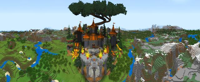 Panorama of the Minecraft Bedrock Marketplace product Orange Village created by ThunderAy.