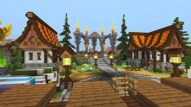 Screenshot of the Minecraft Bedrock Marketplace product Orange Village created by ThunderAy.