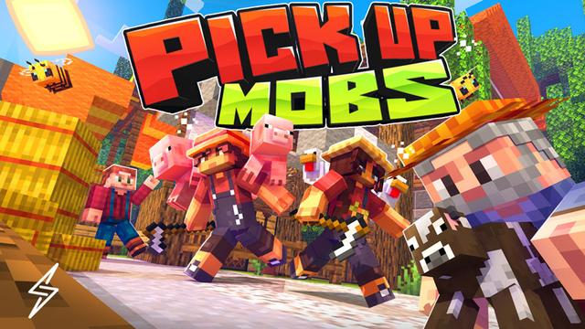 Thumbnail of the Minecraft Bedrock Marketplace product Pick Up Mobs created by ThunderAy.