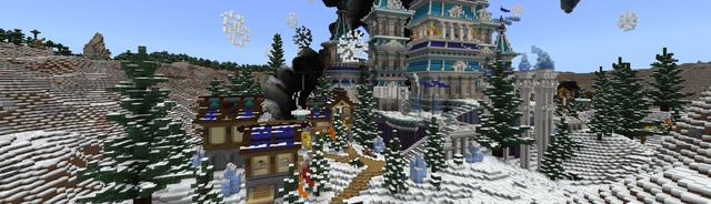 Panorama of the Minecraft Bedrock Marketplace product Winter Dragon Castle created by ThunderAy.