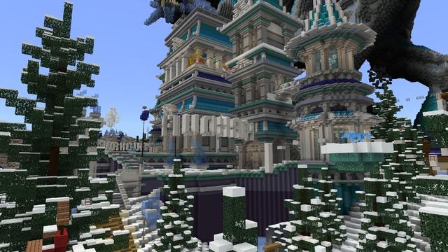 Screenshot of the Minecraft Bedrock Marketplace product Winter Dragon Castle created by ThunderAy.