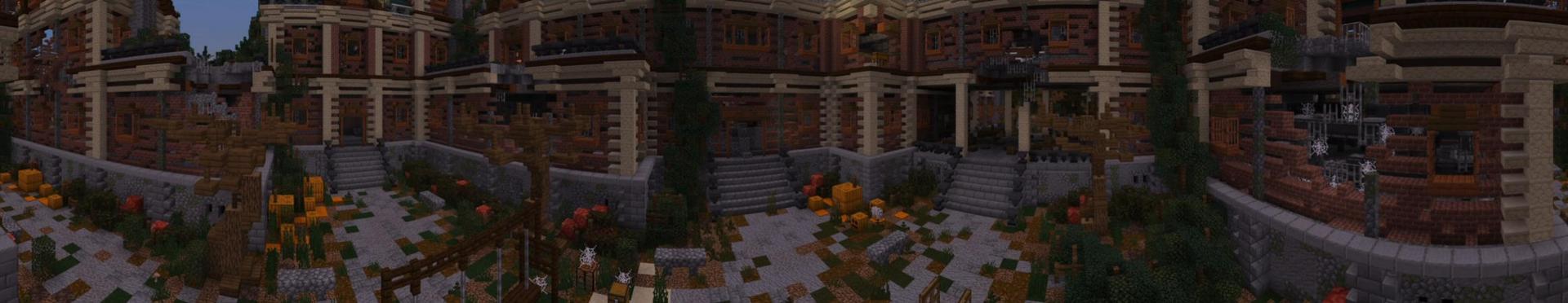 Panorama of the Minecraft Bedrock Marketplace product Abandoned Asylum created by Shaliquinn's Schematics.