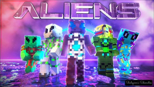 Thumbnail of the Minecraft Bedrock Marketplace product Aliens Skin Pack created by Shaliquinn's Schematics.