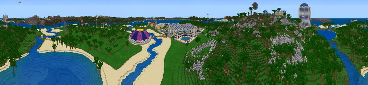 Panorama of the Minecraft Bedrock Marketplace product Blockiki Resort created by Shaliquinn's Schematics.