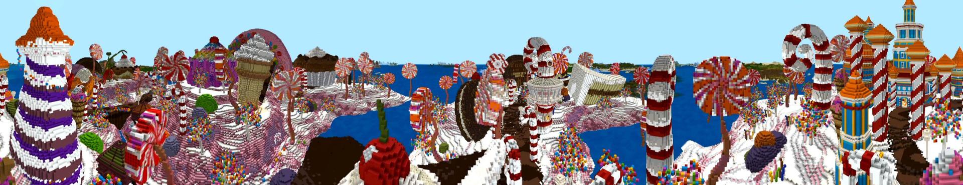 Panorama of the Minecraft Bedrock Marketplace product Candy Island created by Shaliquinn's Schematics.