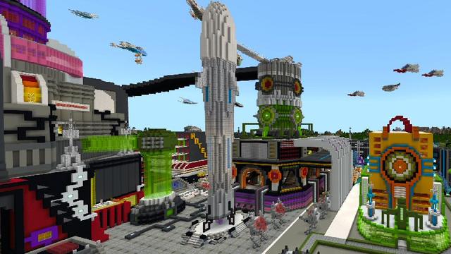 Screenshot of the Minecraft Bedrock Marketplace product Cosmoport 2099 created by Shaliquinn's Schematics.
