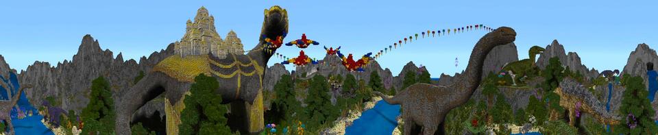 Panorama of the Minecraft Bedrock Marketplace product Dinosaur Paradise created by Shaliquinn's Schematics.