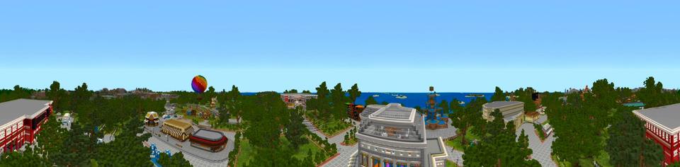 Panorama of the Minecraft Bedrock Marketplace product Family Fun Center created by Shaliquinn's Schematics.