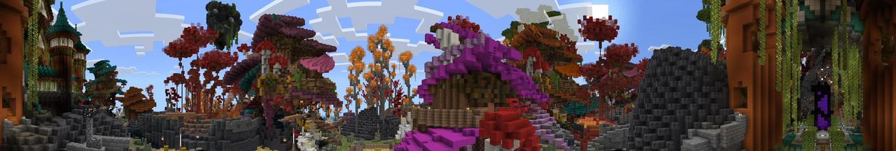 Panorama of the Minecraft Bedrock Marketplace product Fantasy City created by Shaliquinn's Schematics.