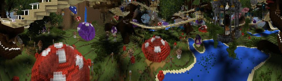 Panorama of the Minecraft Bedrock Marketplace product Forest Village created by Shaliquinn's Schematics.