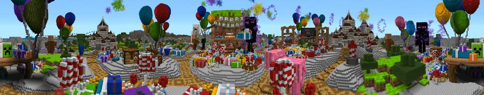 Panorama of the Minecraft Bedrock Marketplace product Happy Birthday created by Shaliquinn's Schematics.