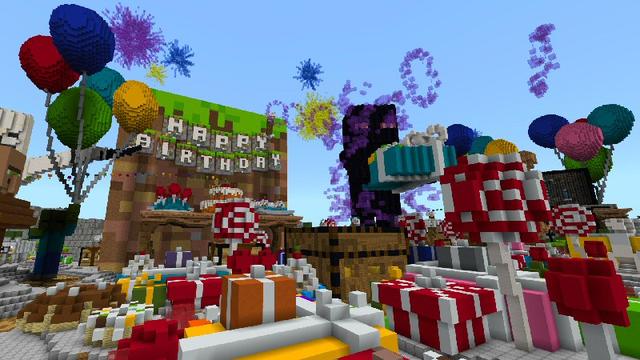 Screenshot of the Minecraft Bedrock Marketplace product Happy Birthday created by Shaliquinn's Schematics.