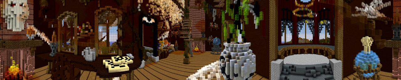Panorama of the Minecraft Bedrock Marketplace product Haunted Labyrinth created by Shaliquinn's Schematics.
