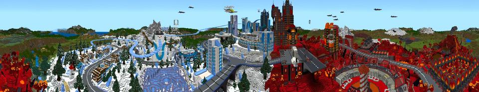 Panorama of the Minecraft Bedrock Marketplace product Ice Fire City created by Shaliquinn's Schematics.