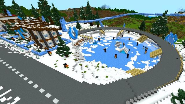 Screenshot of the Minecraft Bedrock Marketplace product Ice Fire City created by Shaliquinn's Schematics.