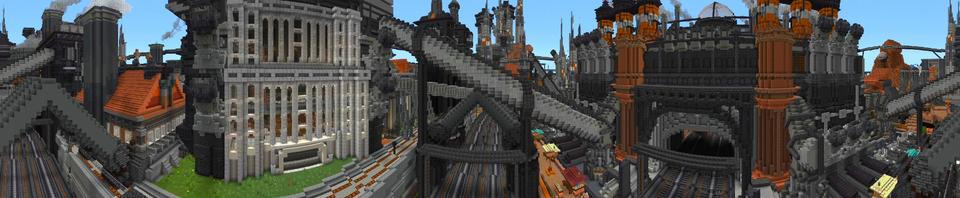 Panorama of the Minecraft Bedrock Marketplace product Industrial City created by Shaliquinn's Schematics.