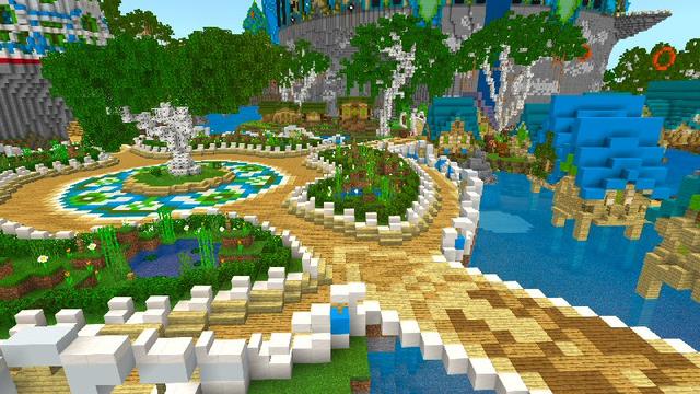 Screenshot of the Minecraft Bedrock Marketplace product Lake Town created by Shaliquinn's Schematics.