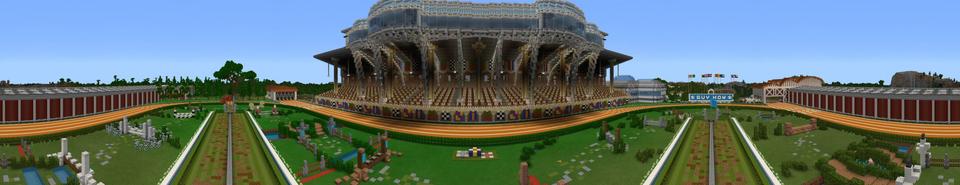Panorama of the Minecraft Bedrock Marketplace product Minetown Derby created by Shaliquinn's Schematics.