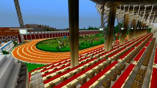 Screenshot of the Minecraft Bedrock Marketplace product Minetown Derby created by Shaliquinn's Schematics.