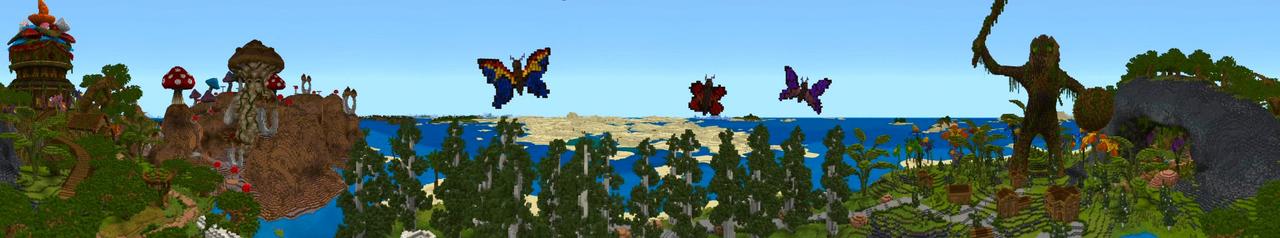 Panorama of the Minecraft Bedrock Marketplace product Mysterious Fairy Forest created by Shaliquinn's Schematics.
