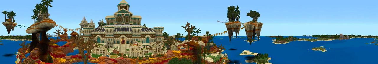 Panorama of the Minecraft Bedrock Marketplace product Palm Palace created by Shaliquinn's Schematics.