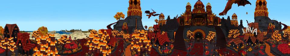 Panorama of the Minecraft Bedrock Marketplace product Realm of Fire created by Shaliquinn's Schematics.