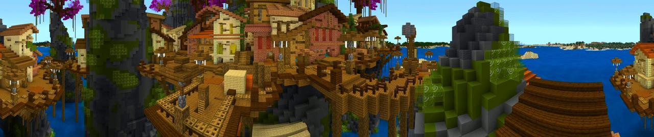 Panorama of the Minecraft Bedrock Marketplace product Refuge Island created by Shaliquinn's Schematics.