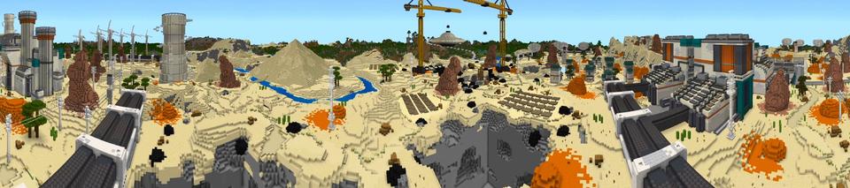Panorama of the Minecraft Bedrock Marketplace product Sci-Fi City created by Shaliquinn's Schematics.