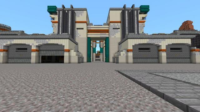 Screenshot of the Minecraft Bedrock Marketplace product Sci-Fi City created by Shaliquinn's Schematics.