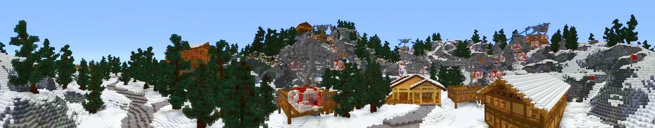 Panorama of the Minecraft Bedrock Marketplace product Ski Resort created by Shaliquinn's Schematics.