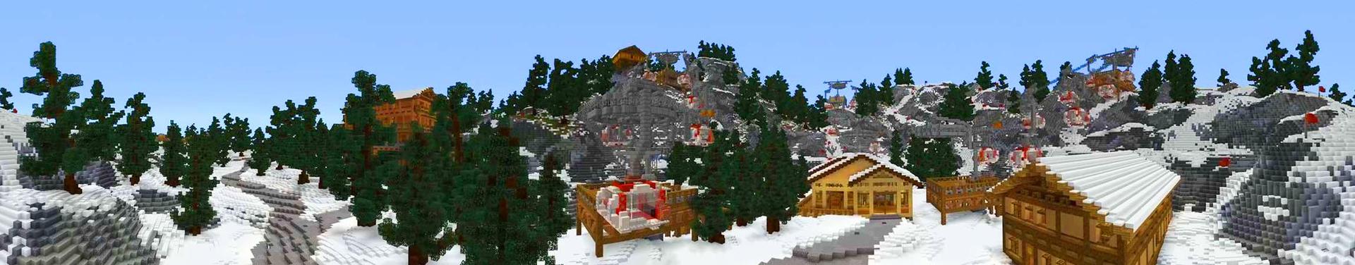 Panorama of the Minecraft Bedrock Marketplace product Ski Resort created by Shaliquinn's Schematics.