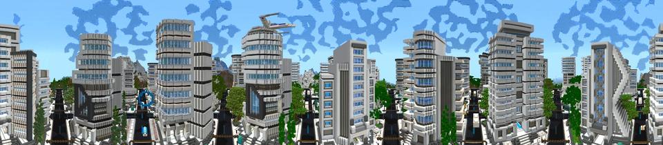 Panorama of the Minecraft Bedrock Marketplace product Space City created by Shaliquinn's Schematics.