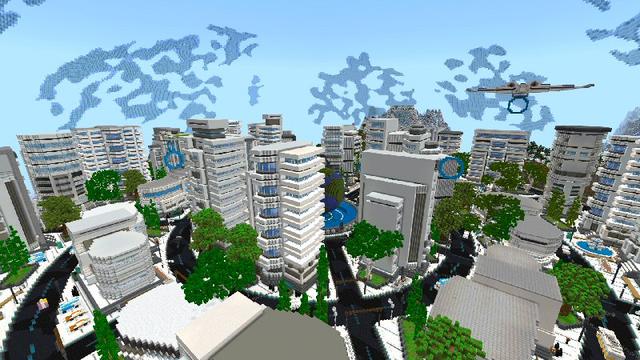 Screenshot of the Minecraft Bedrock Marketplace product Space City created by Shaliquinn's Schematics.