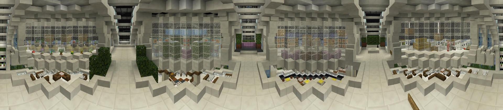 Panorama of the Minecraft Bedrock Marketplace product Space Station 0077 created by Shaliquinn's Schematics.