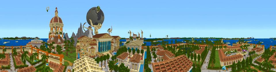 Panorama of the Minecraft Bedrock Marketplace product The Greek Island created by Shaliquinn's Schematics.