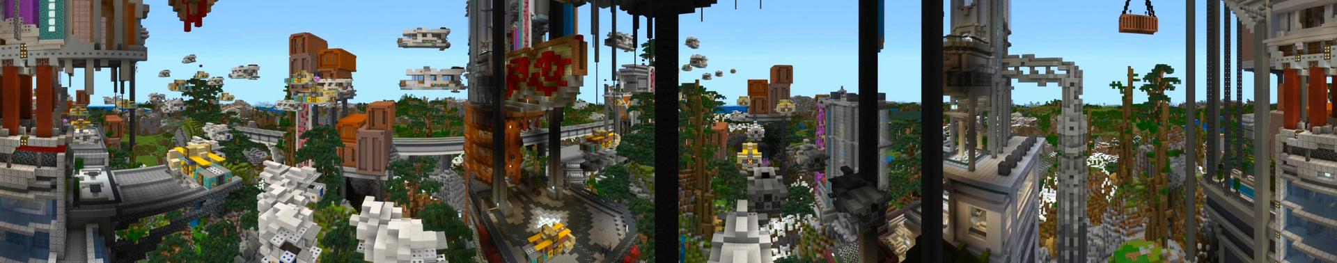 Panorama of the Minecraft Bedrock Marketplace product Tomorrow Town created by Shaliquinn's Schematics.