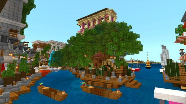 Screenshot of the Minecraft Bedrock Marketplace product Venice Waterways created by Shaliquinn's Schematics.